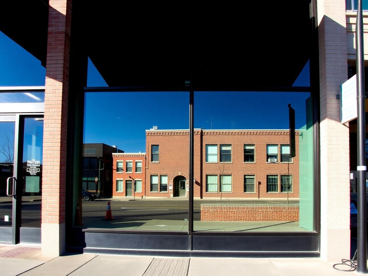 Modern Naples storefront with tinted commercial glass reflecting daylight